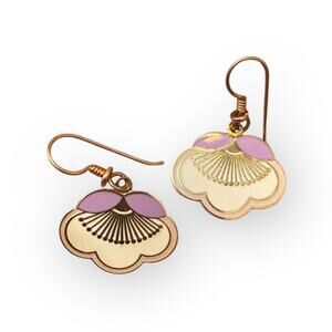 Laurel Burch Purple Plum Blossom Flower Earrings.